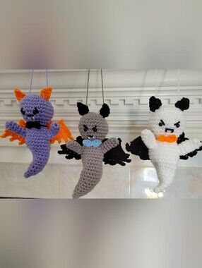 Halloween Vampire Bat Ghost Dangler Grey Black Decoration Ornament BUNDLE & Save